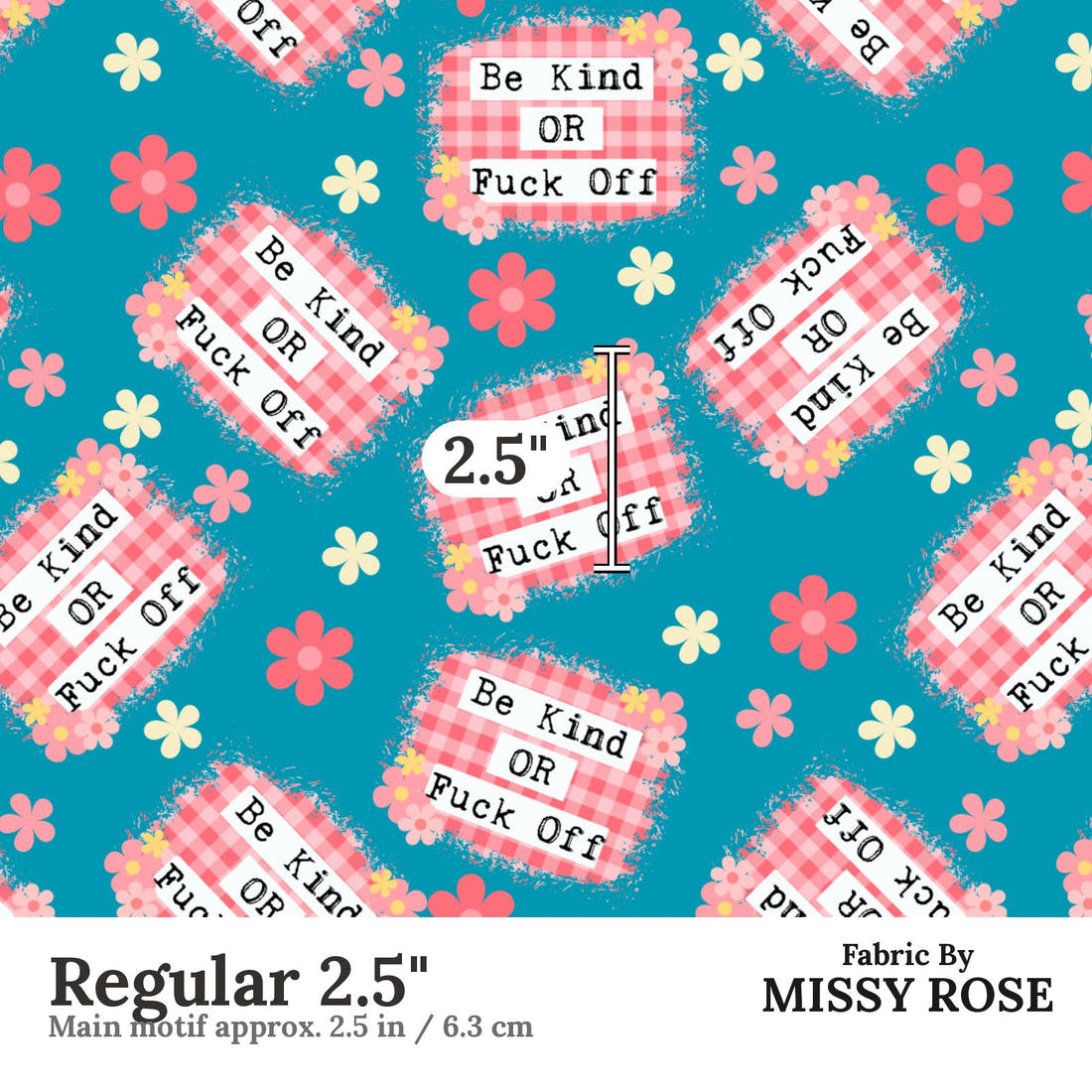 Profanity Fabric 504 Regular 2.5 inch print scale guide | Fabric by Missy Rose