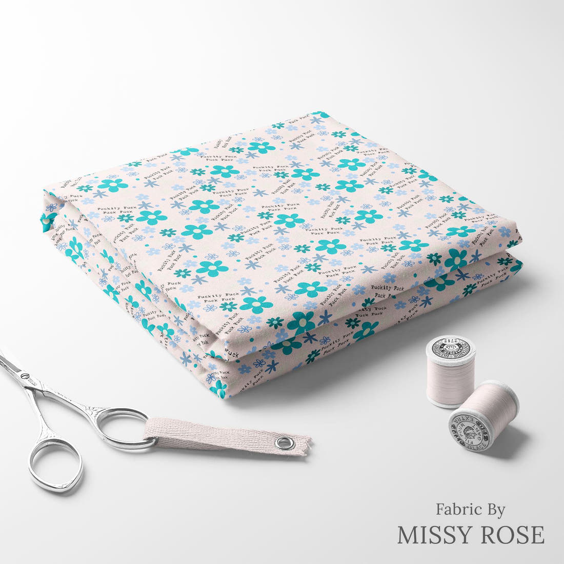 Profanity Fabric 506 folded fabric stack with matching thread - pre-order fabric Australia | Fabric by Missy Rose
