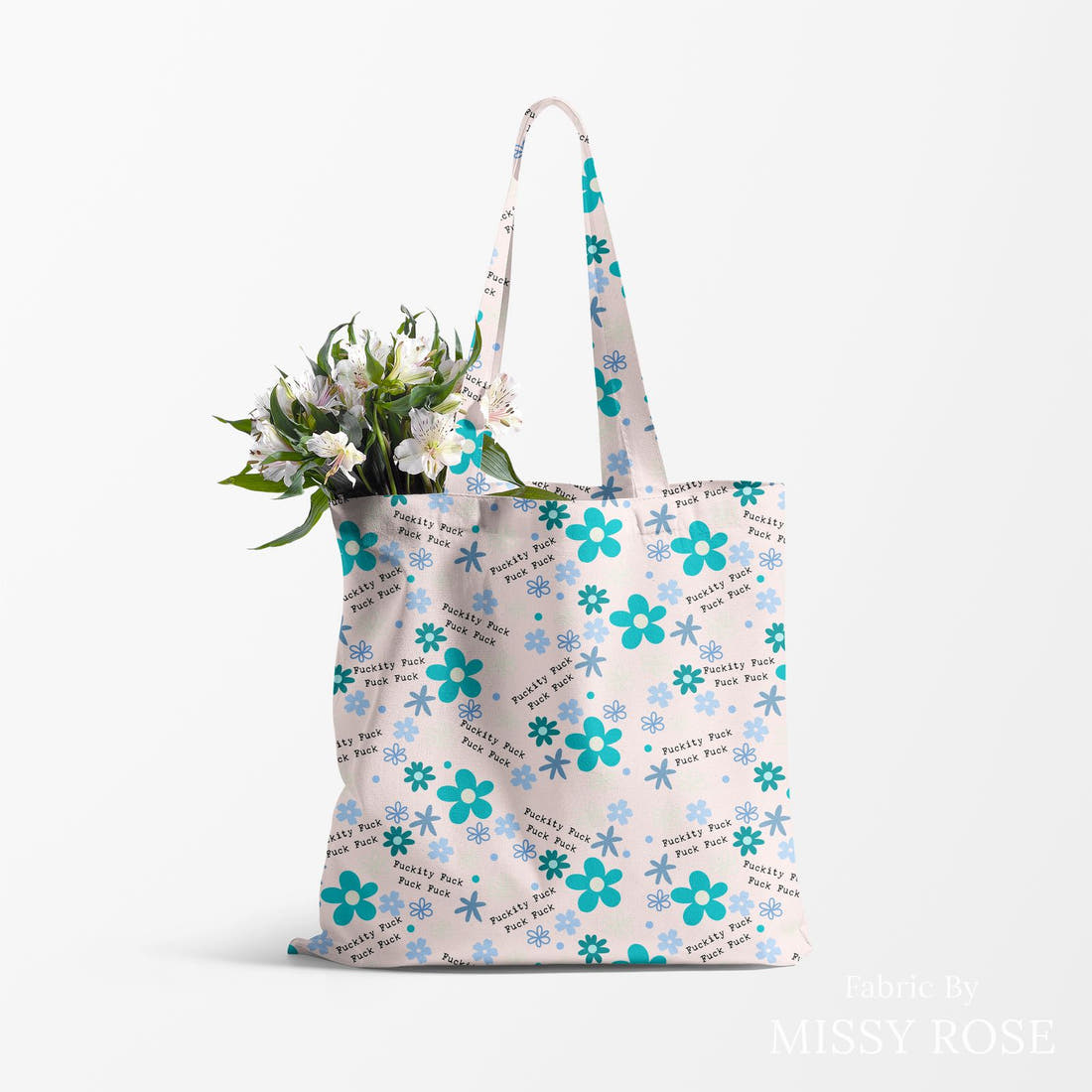 Profanity Fabric 506 made up as a tote bag - see how the print looks made up | Fabric by Missy Rose