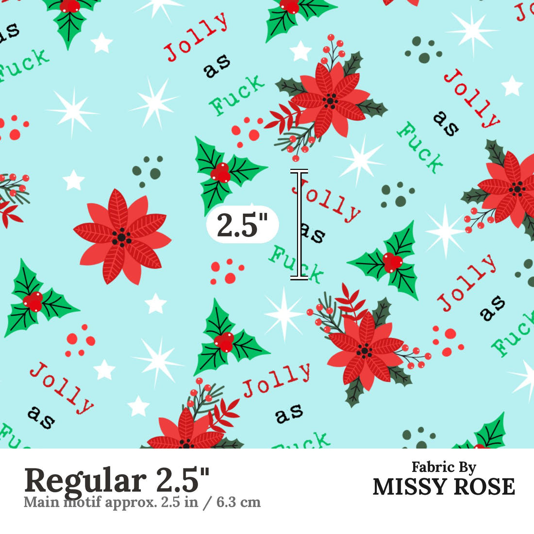 Profanity Fabric 507 Regular 2.5 inch print scale guide | Fabric by Missy Rose