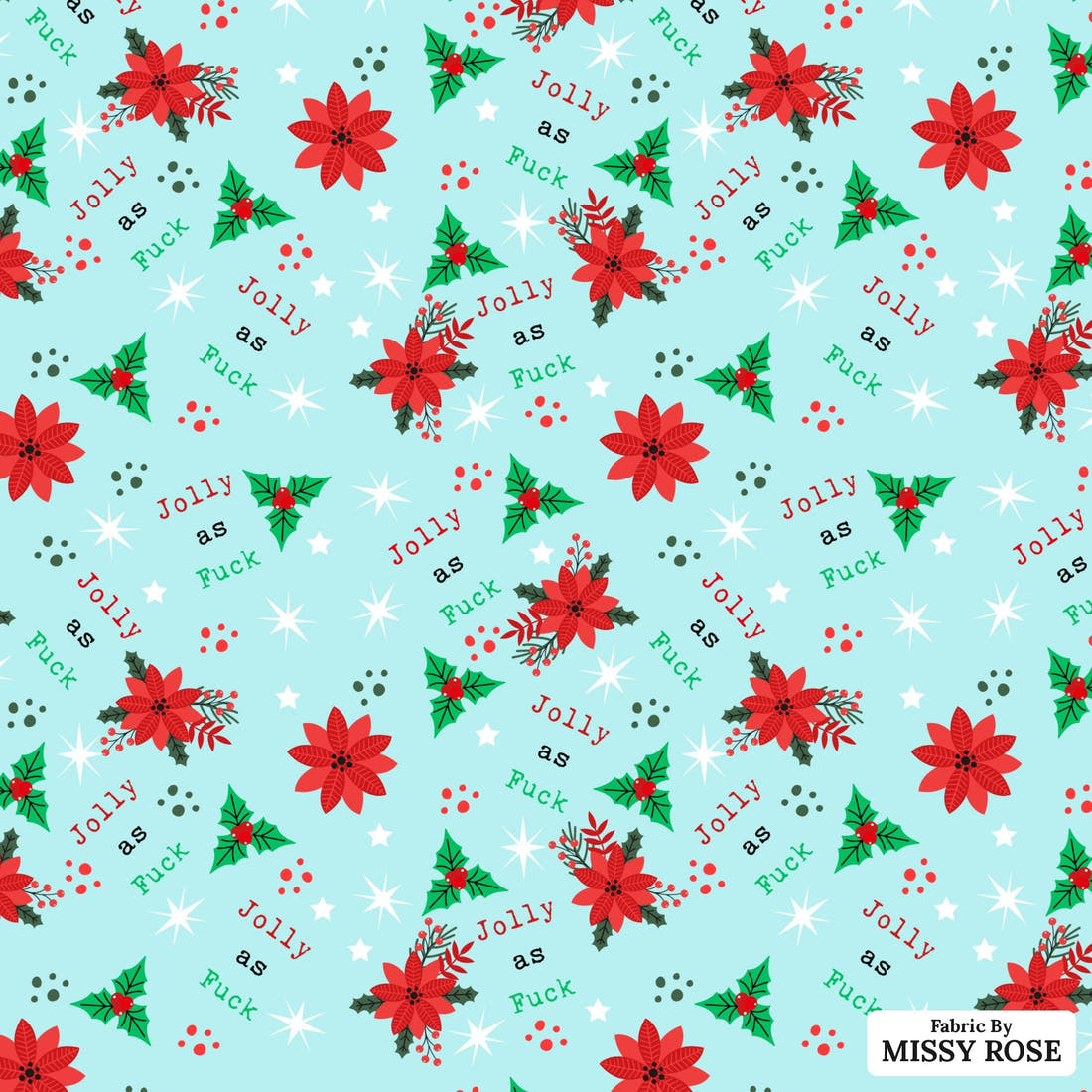 Profanity Fabric 507 - flat view of the print, zoom in for detail | Fabric by Missy Rose