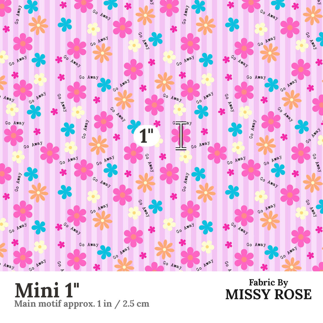 Profanity Fabric 508 Mini 1 inch print scale guide | Fabric by Missy Rose