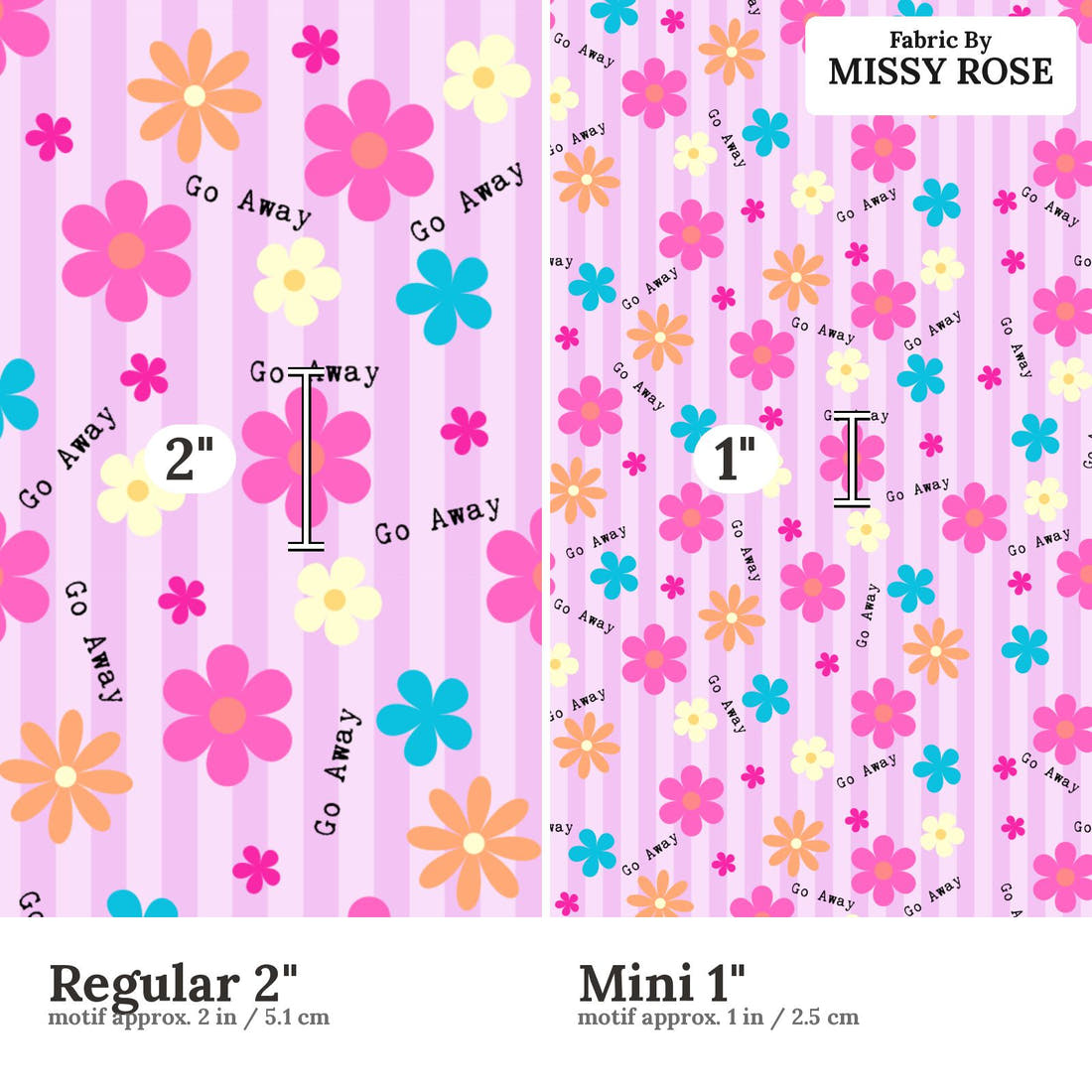 Profanity Fabric 508 Regular 2 inch vs Mini 1 inch print scale side by side | Fabric by Missy Rose