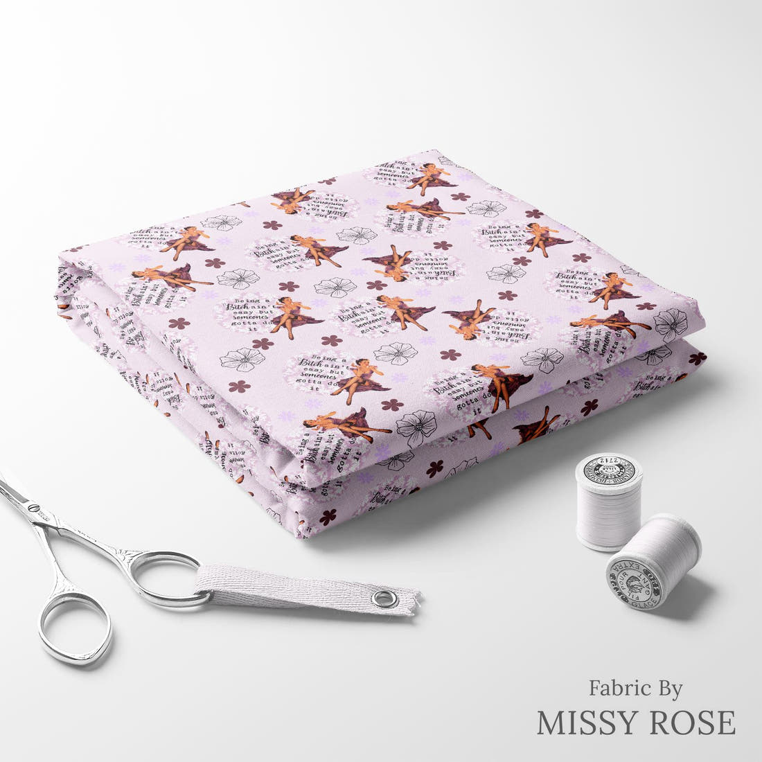 Profanity Fabric 509 folded fabric stack with matching thread - pre-order fabric Australia | Fabric by Missy Rose