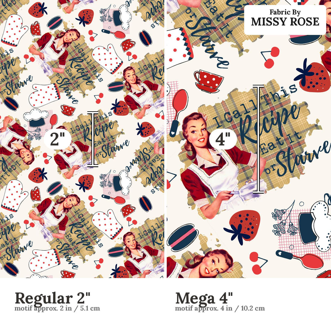 Profanity Fabric 51 Regular 2 inch vs Mega 4 inch print scale side by side | Fabric by Missy Rose