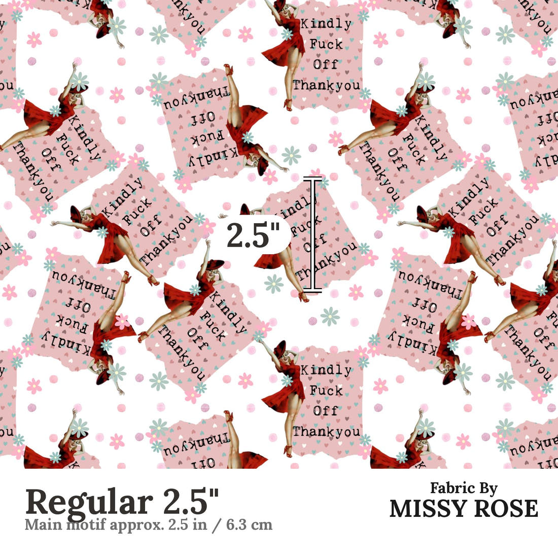 Profanity Fabric 510 Regular 2.5 inch print scale guide | Fabric by Missy Rose