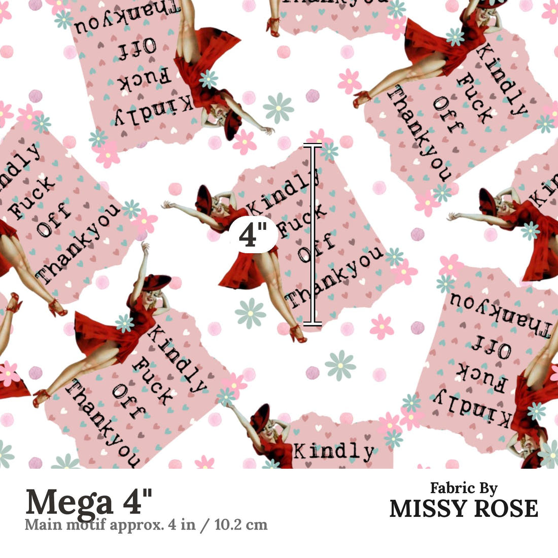 Profanity Fabric 510 Mega 4 inch print scale guide | Fabric by Missy Rose