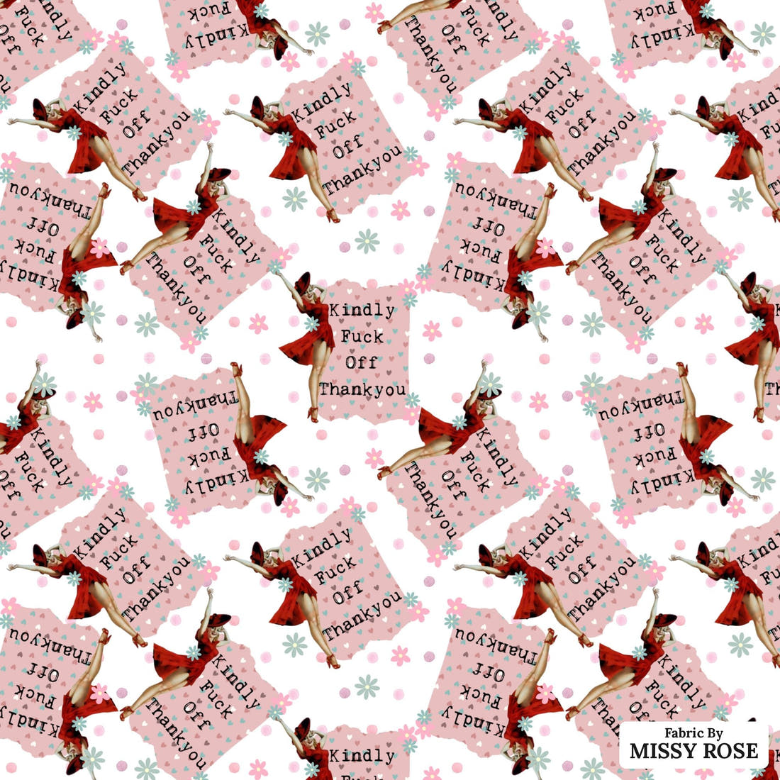 Profanity Fabric 510 - flat view of the print, zoom in for detail | Fabric by Missy Rose