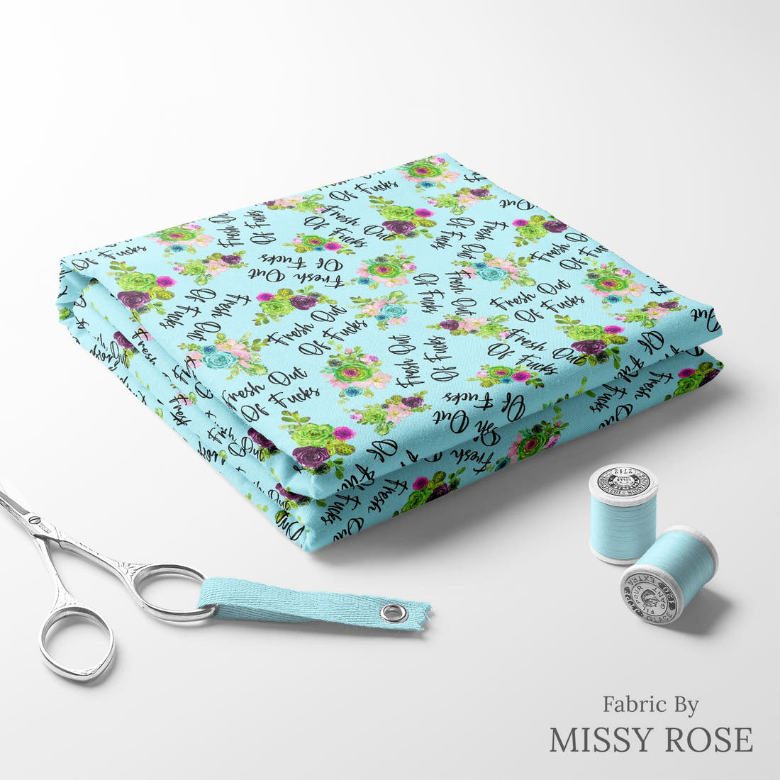 Profanity Fabric 511 folded fabric stack with matching thread - pre-order fabric Australia | Fabric by Missy Rose