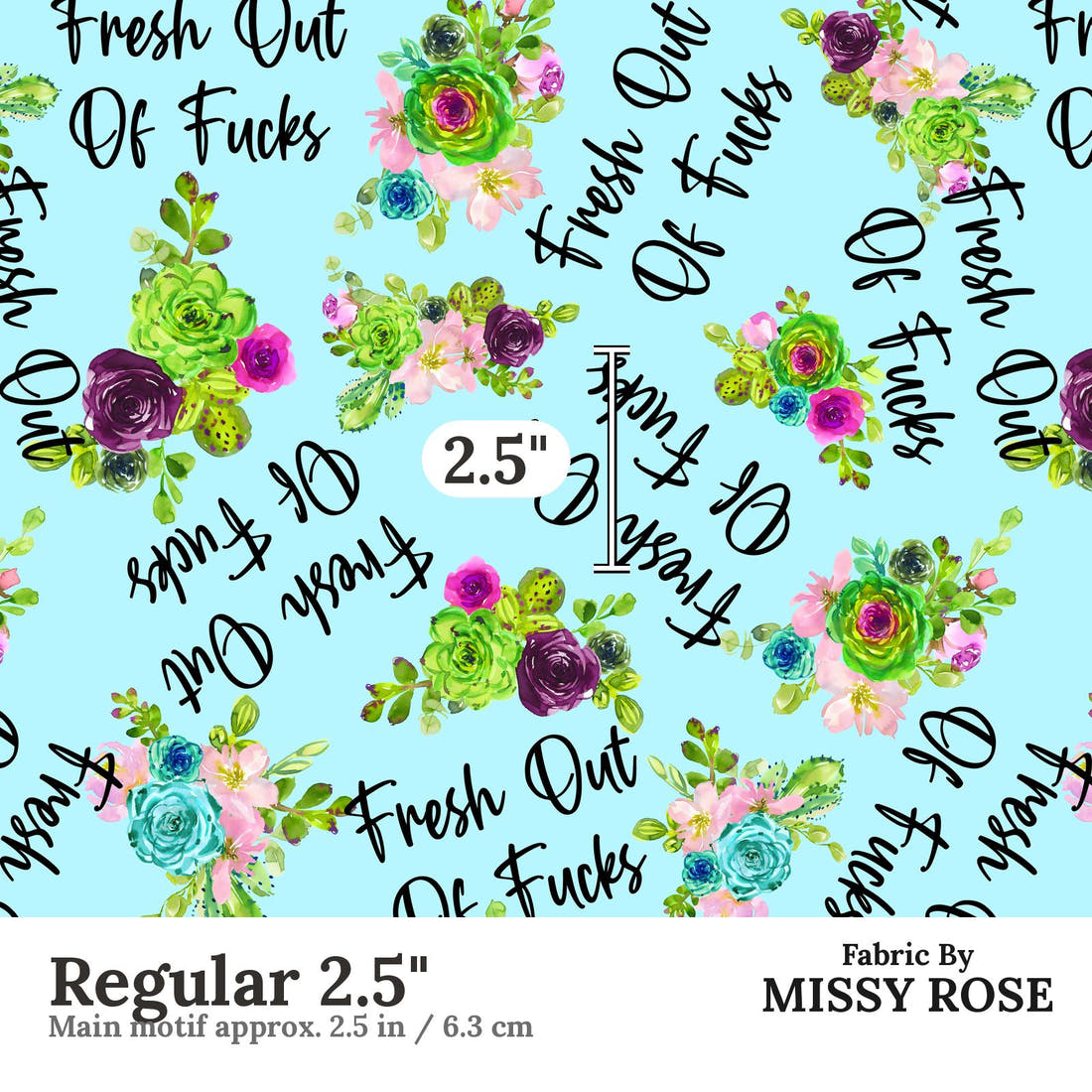 Profanity Fabric 511 Regular 2.5 inch print scale guide | Fabric by Missy Rose