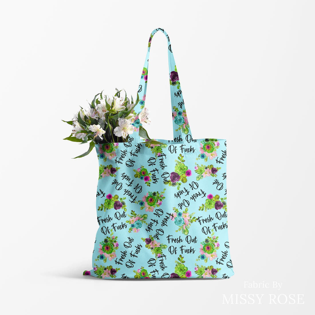 Profanity Fabric 511 made up as a tote bag - see how the print looks made up | Fabric by Missy Rose