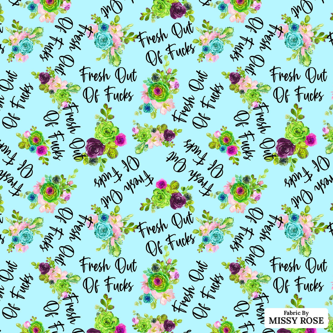 Profanity Fabric 511 - flat view of the print, zoom in for detail | Fabric by Missy Rose