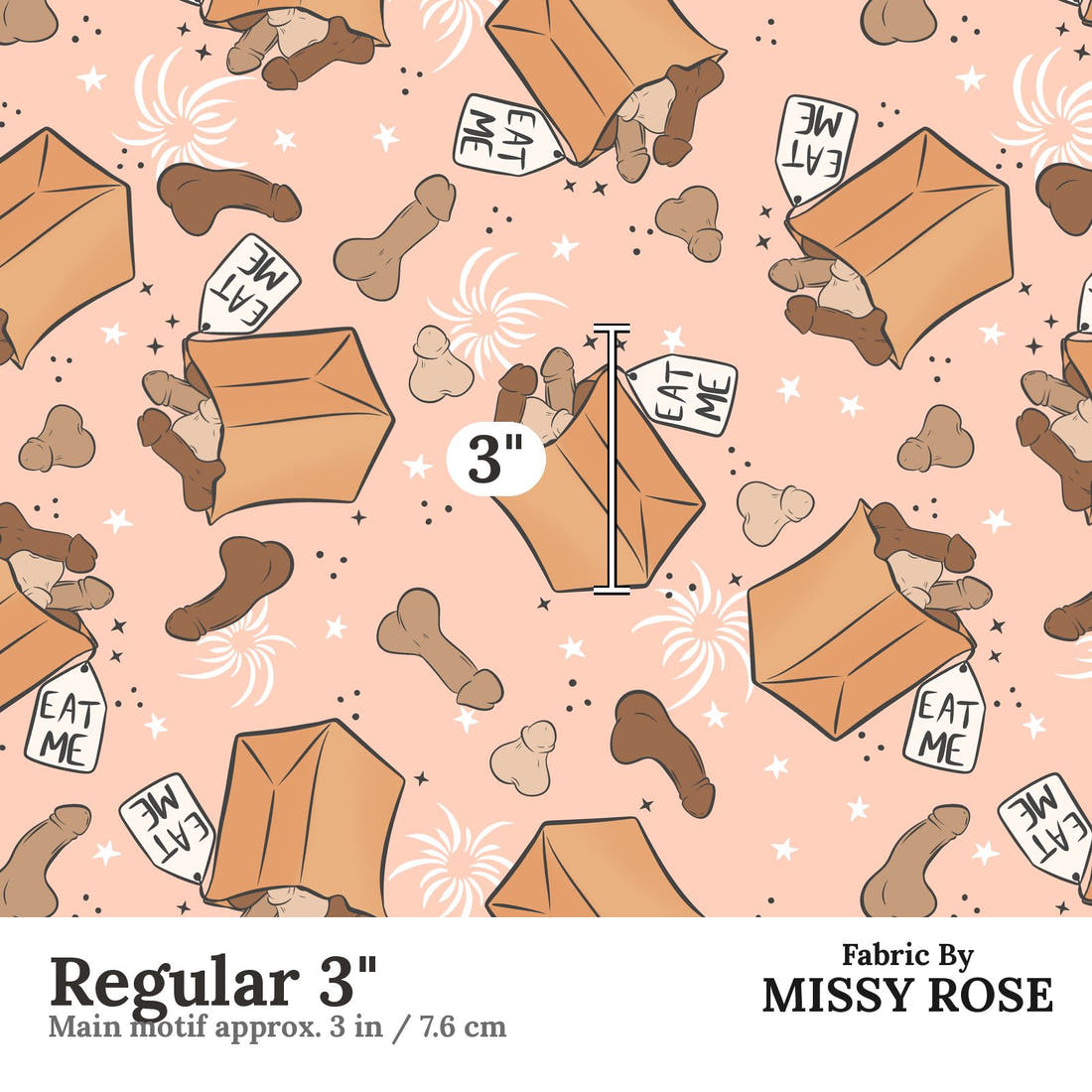 Profanity Fabric 514 Regular 3 inch print scale guide | Fabric by Missy Rose