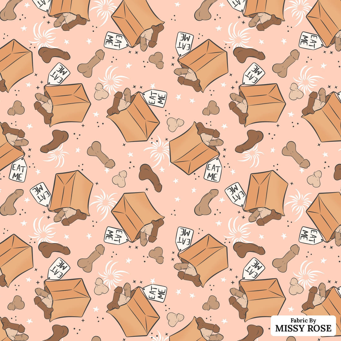 Profanity Fabric 514 - flat view of the print, zoom in for detail | Fabric by Missy Rose