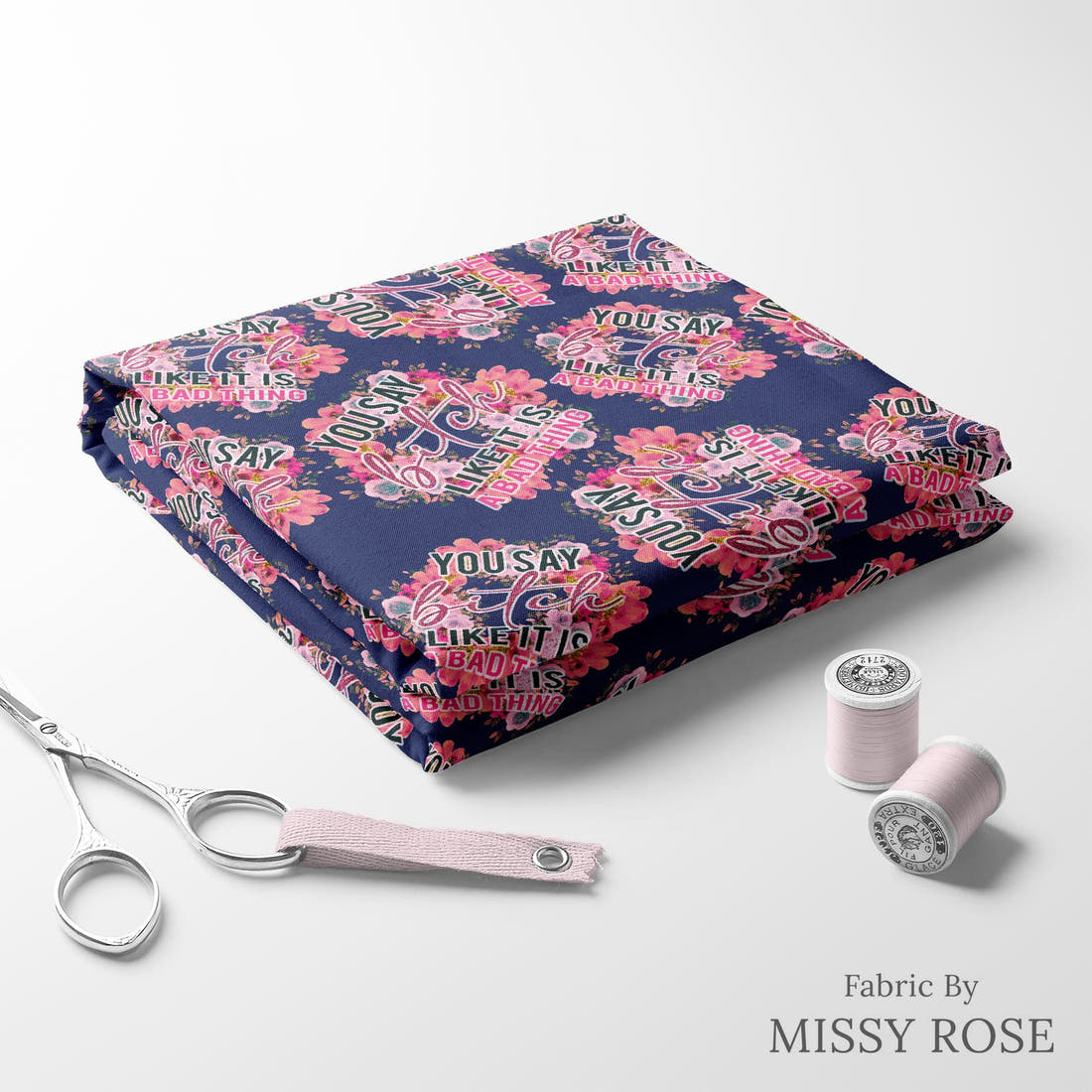 Profanity Fabric 515 folded fabric stack with matching thread - pre-order fabric Australia | Fabric by Missy Rose