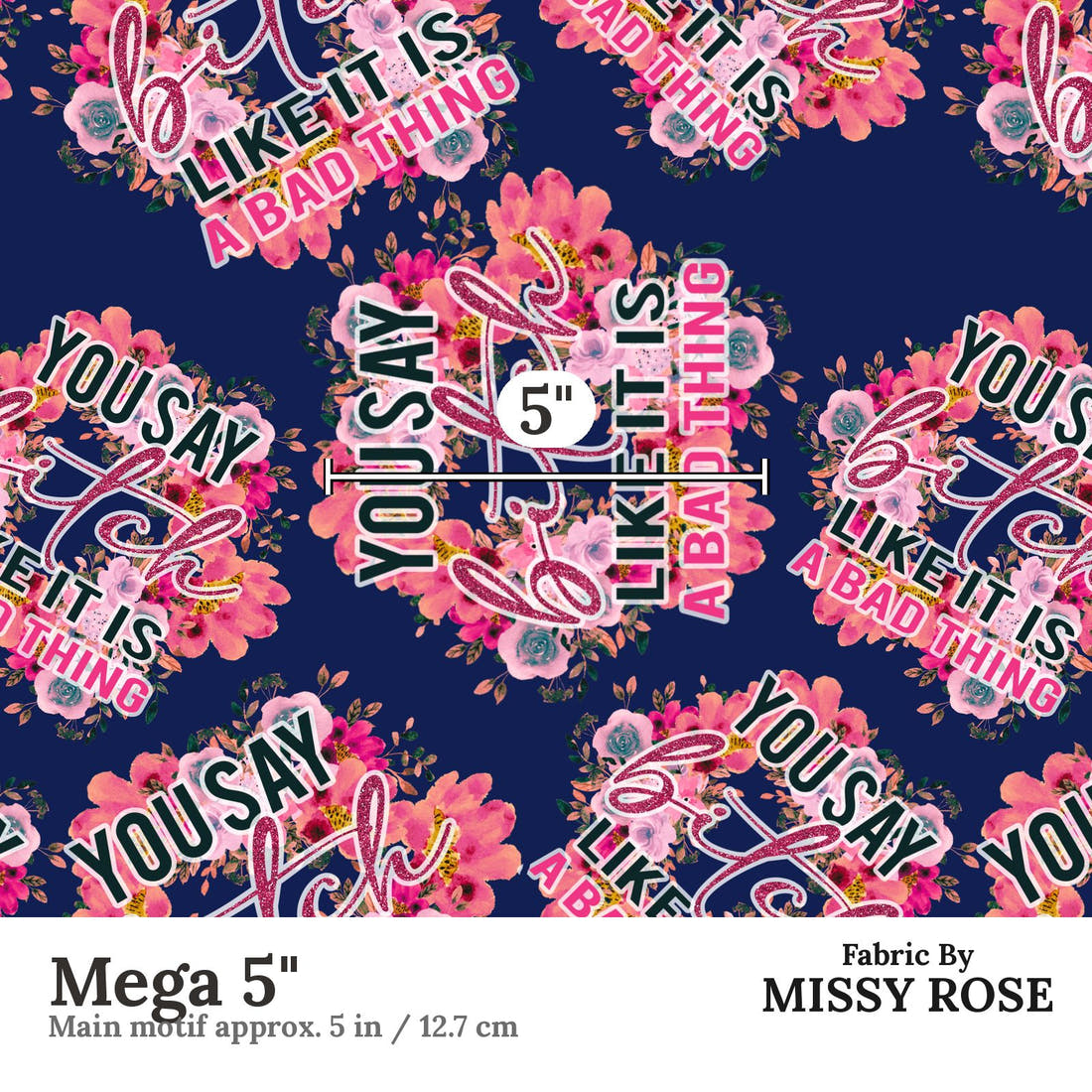 Profanity Fabric 515 Mega 5 inch print scale guide | Fabric by Missy Rose