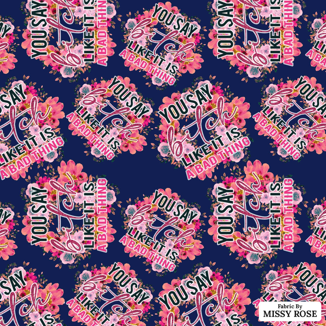 Profanity Fabric 515 - flat view of the print, zoom in for detail | Fabric by Missy Rose