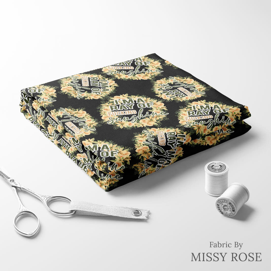 Profanity Fabric 516 folded fabric stack with matching thread - pre-order fabric Australia | Fabric by Missy Rose