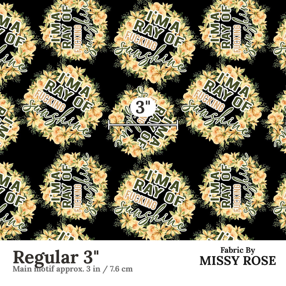 Profanity Fabric 516 Regular 3 inch print scale guide | Fabric by Missy Rose
