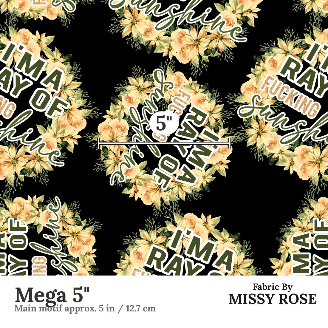 Profanity Fabric 516 Mega 5 inch print scale guide | Fabric by Missy Rose