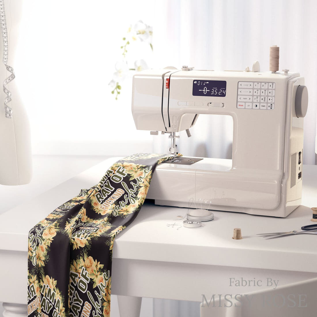 Profanity Fabric 516 on a sewing machine - premium fabric for sewing projects | Fabric by Missy Rose