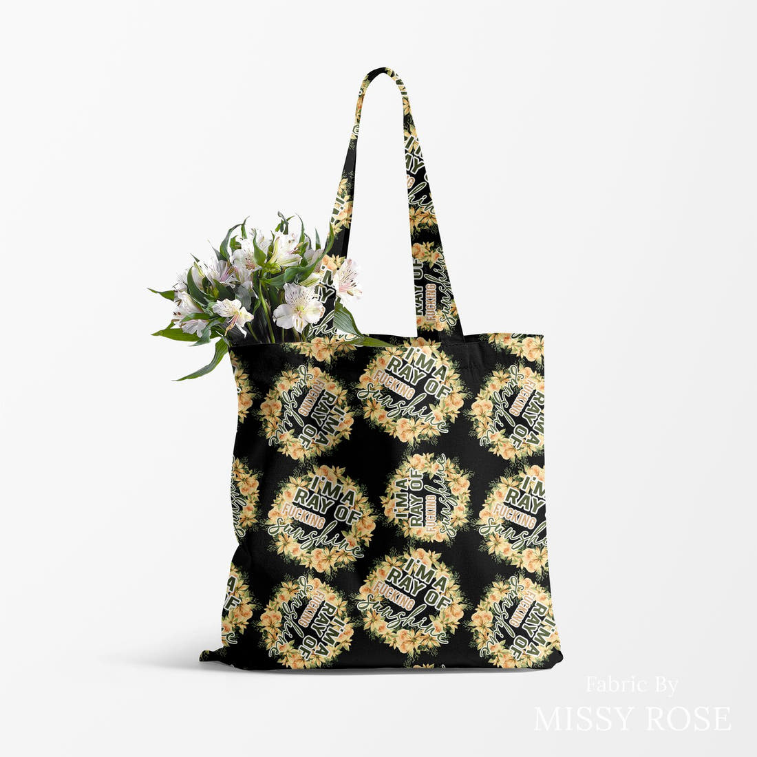 Profanity Fabric 516 made up as a tote bag - see how the print looks made up | Fabric by Missy Rose