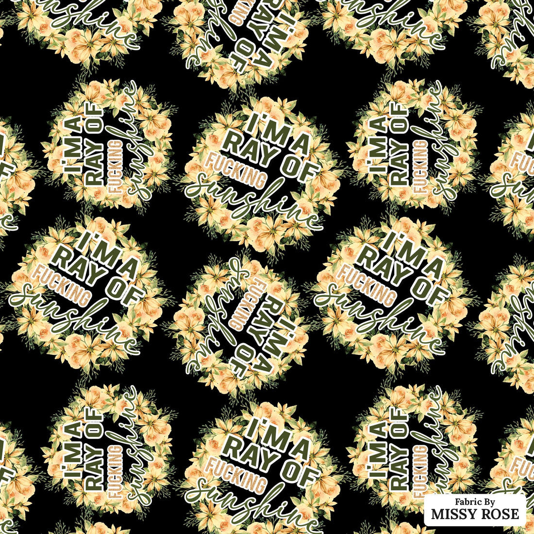 Profanity Fabric 516 - flat view of the print, zoom in for detail | Fabric by Missy Rose