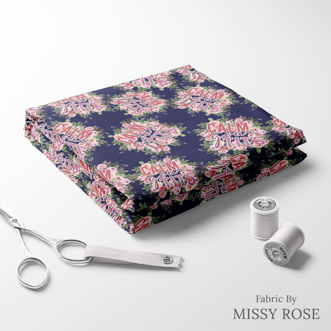 Profanity Fabric 517 folded fabric stack with matching thread - pre-order fabric Australia | Fabric by Missy Rose