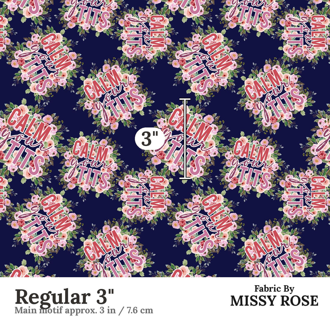 Profanity Fabric 517 Regular 3 inch print scale guide | Fabric by Missy Rose