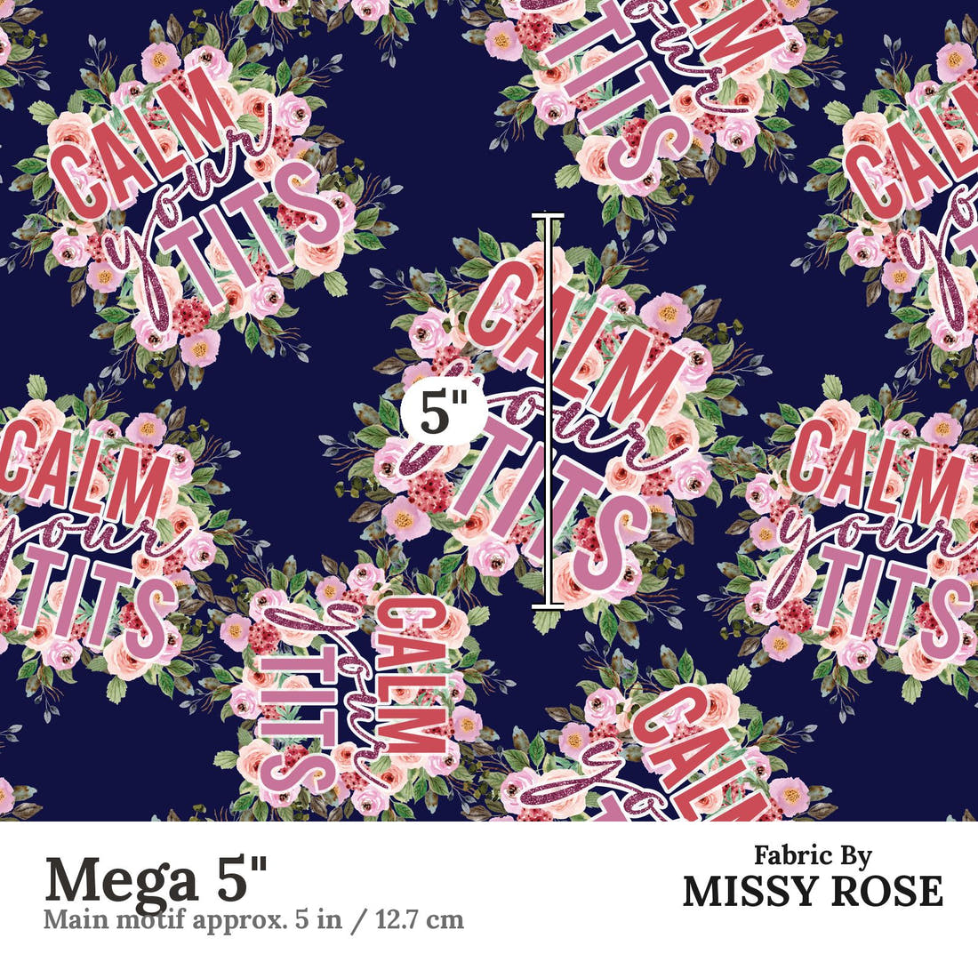 Profanity Fabric 517 Mega 5 inch print scale guide | Fabric by Missy Rose