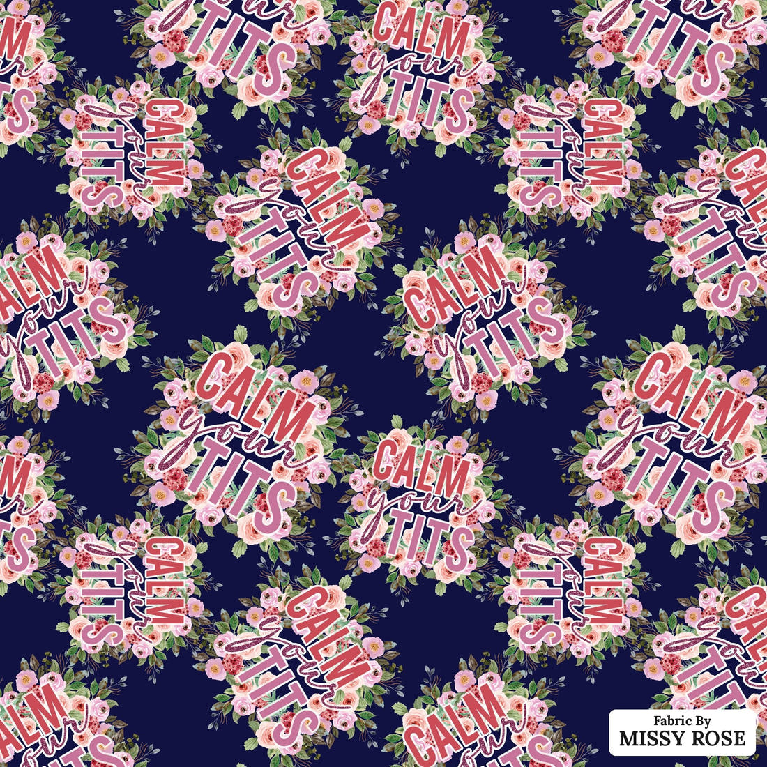 Profanity Fabric 517 - flat view of the print, zoom in for detail | Fabric by Missy Rose