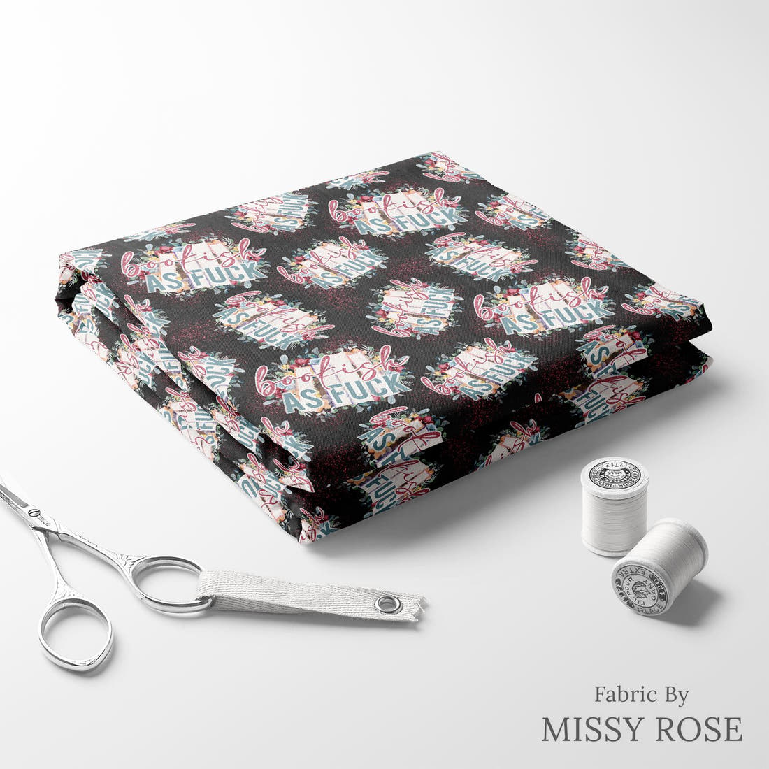 Profanity Fabric 518 folded fabric stack with matching thread - pre-order fabric Australia | Fabric by Missy Rose