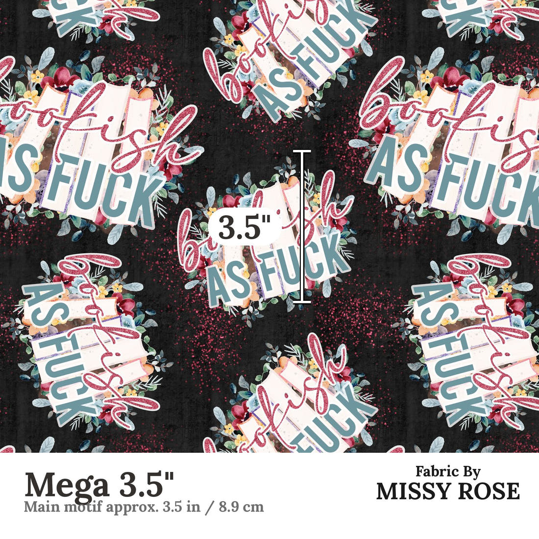 Profanity Fabric 518 Mega 3.5 inch print scale guide | Fabric by Missy Rose