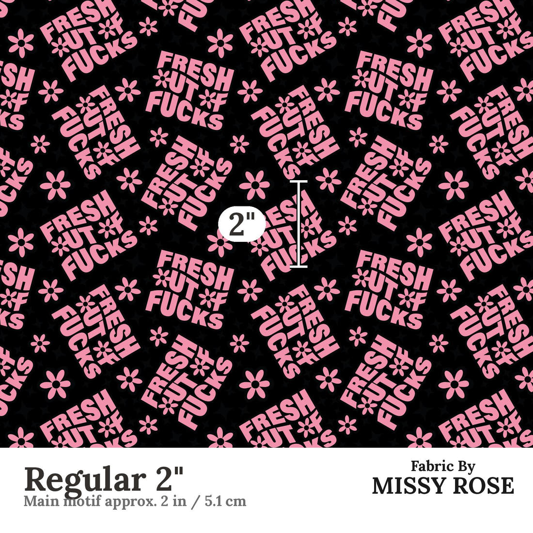 Profanity Fabric 519 Regular 2 inch print scale guide | Fabric by Missy Rose