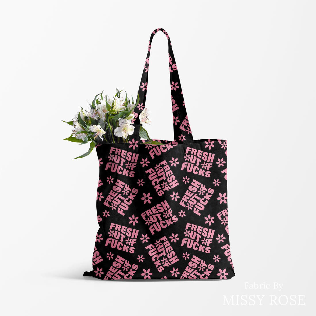 Profanity Fabric 519 made up as a tote bag - see how the print looks made up | Fabric by Missy Rose