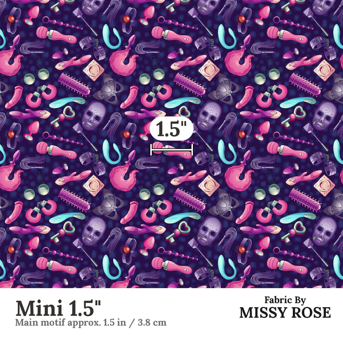 Profanity Fabric 52 Mini 1.5 inch print scale guide | Fabric by Missy Rose