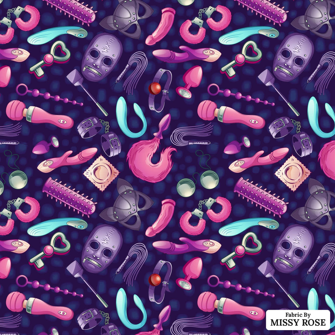 Profanity Fabric 52 - flat view of the print, zoom in for detail | Fabric by Missy Rose