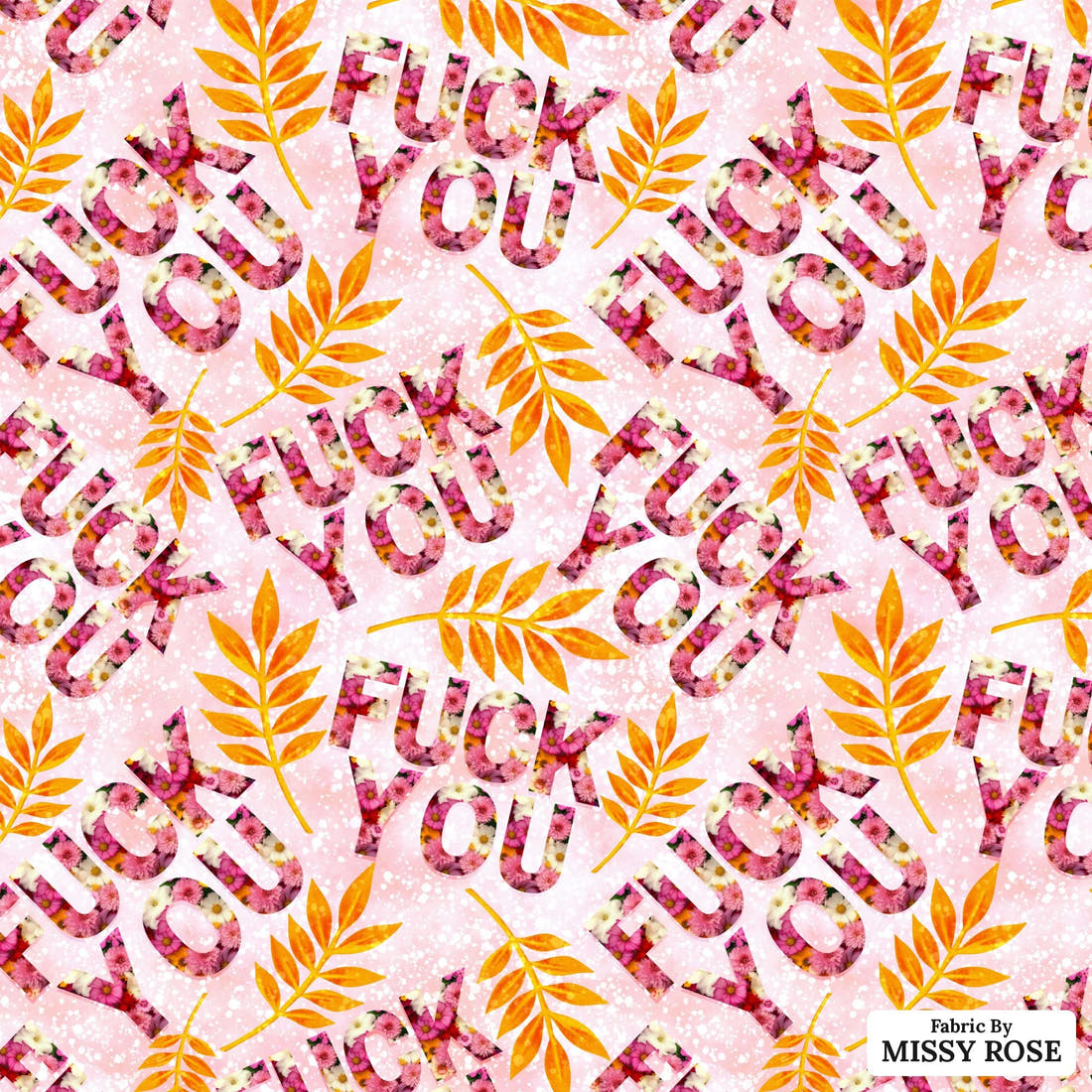 Profanity Fabric 520 - flat view of the print, zoom in for detail | Fabric by Missy Rose