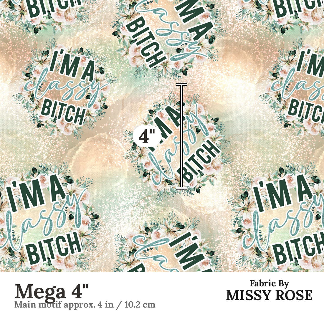 Profanity Fabric 522 Mega 4 inch print scale guide | Fabric by Missy Rose
