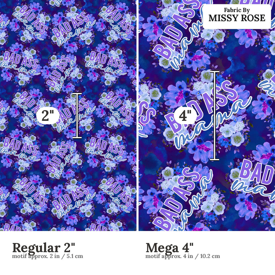 Profanity Fabric 523 Regular 2 inch vs Mega 4 inch print scale side by side | Fabric by Missy Rose