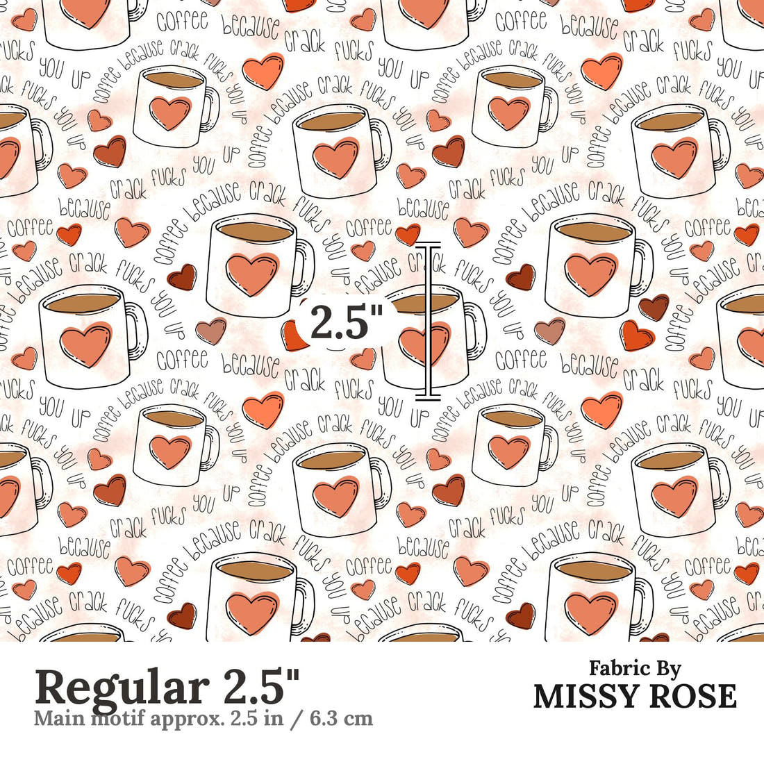 Profanity Fabric 525 Regular 2.5 inch print scale guide | Fabric by Missy Rose