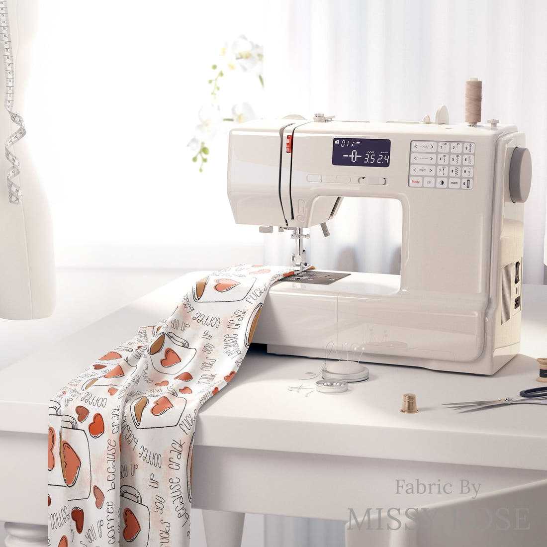 Profanity Fabric 525 on a sewing machine - premium fabric for sewing projects | Fabric by Missy Rose
