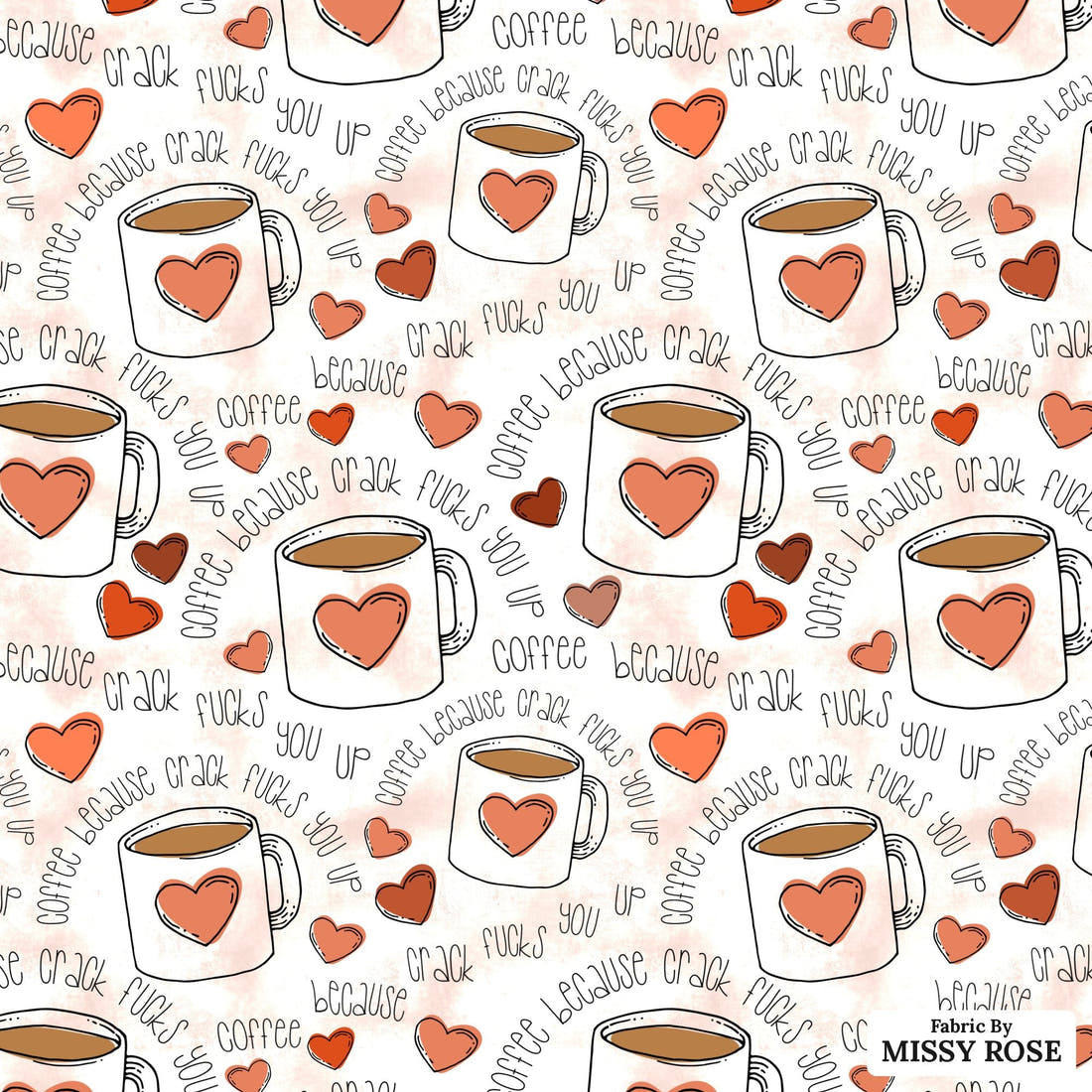 Profanity Fabric 525 - flat view of the print, zoom in for detail | Fabric by Missy Rose