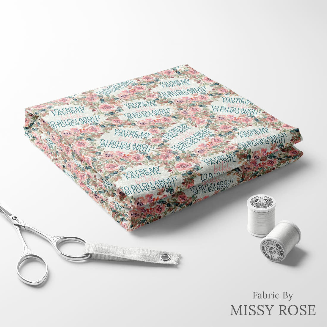 Profanity Fabric 526 folded fabric stack with matching thread - pre-order fabric Australia | Fabric by Missy Rose