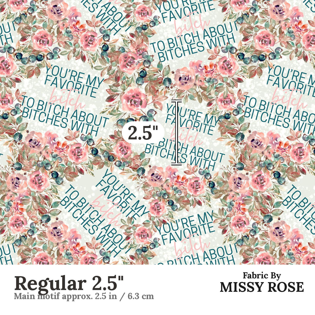Profanity Fabric 526 Regular 2.5 inch print scale guide | Fabric by Missy Rose