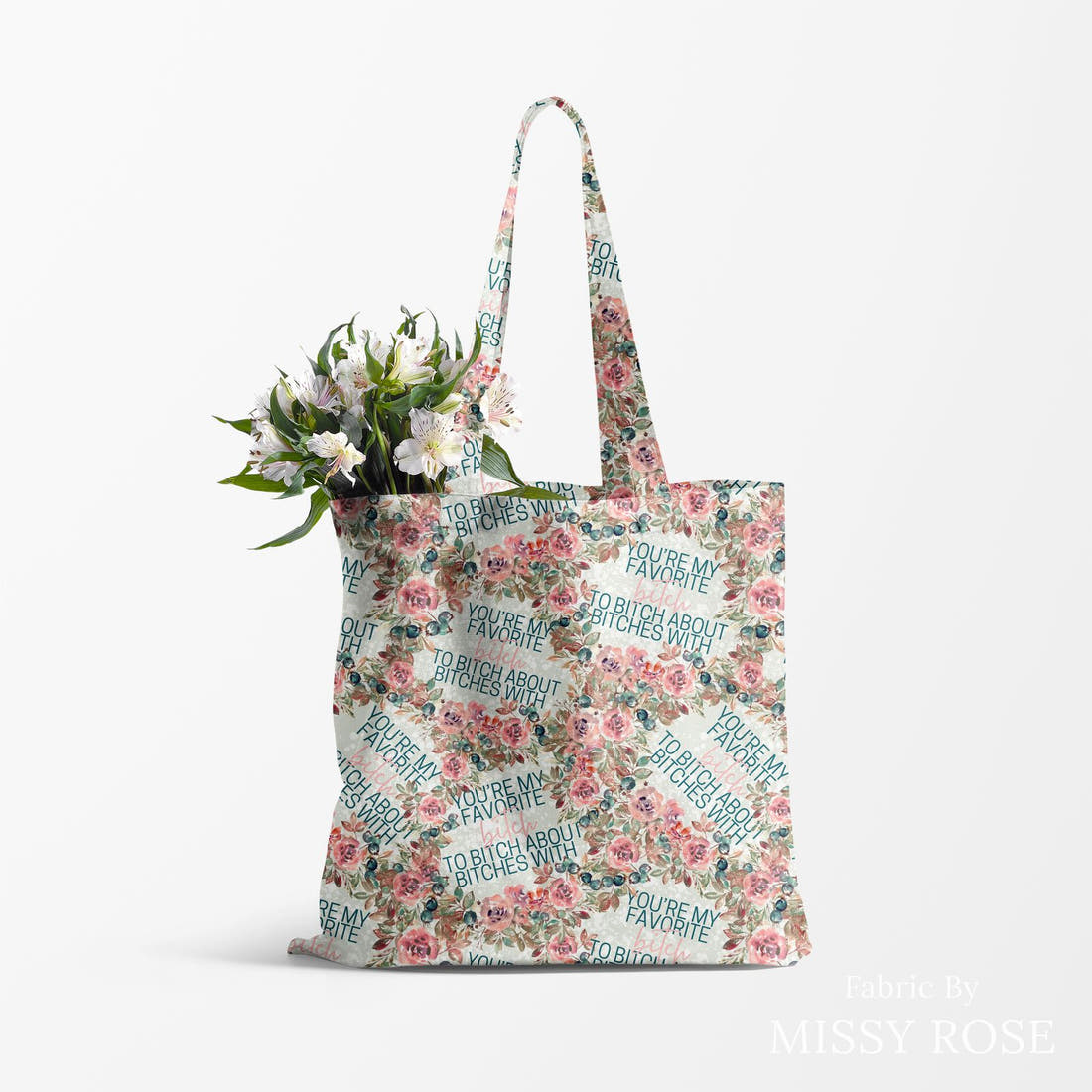 Profanity Fabric 526 made up as a tote bag - see how the print looks made up | Fabric by Missy Rose