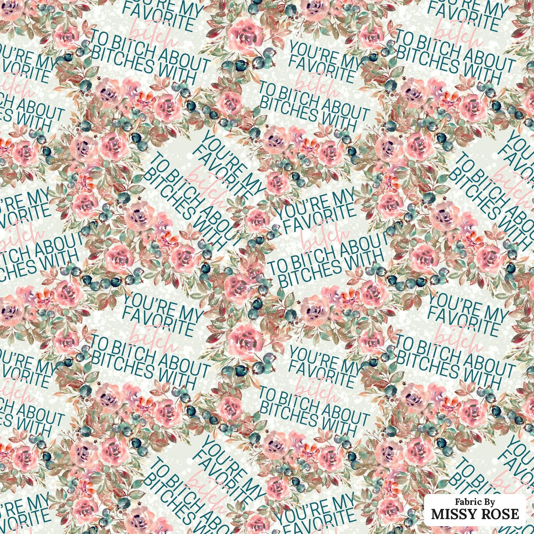 Profanity Fabric 526 - flat view of the print, zoom in for detail | Fabric by Missy Rose