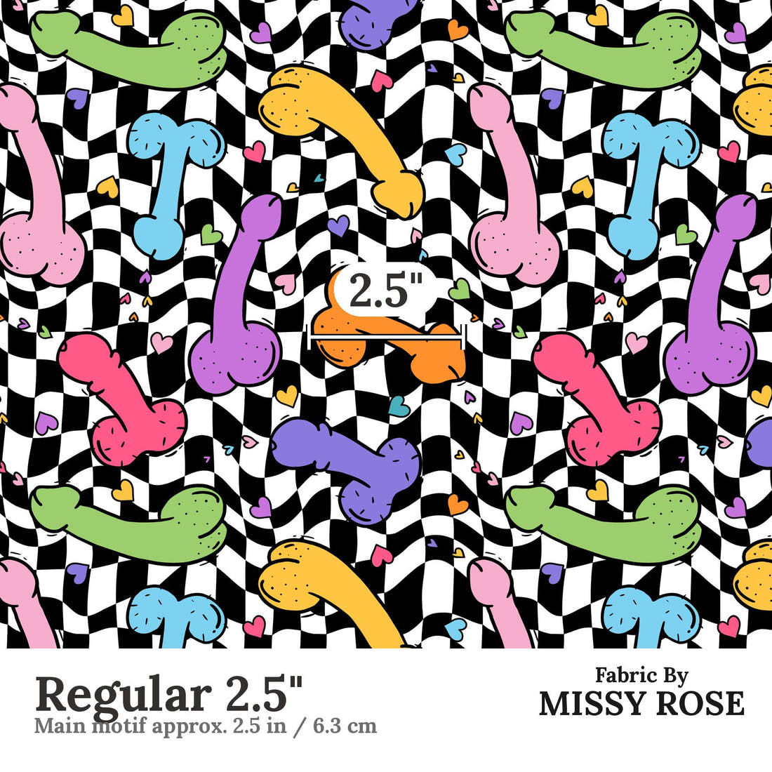 Profanity Fabric 527 Regular 2.5 inch print scale guide | Fabric by Missy Rose