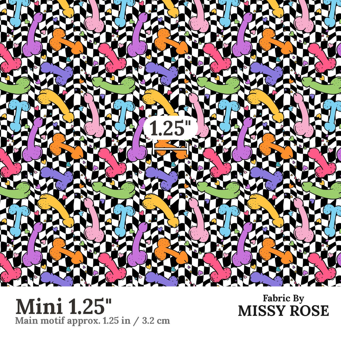 Profanity Fabric 527 Mini 1.25 inch print scale guide | Fabric by Missy Rose