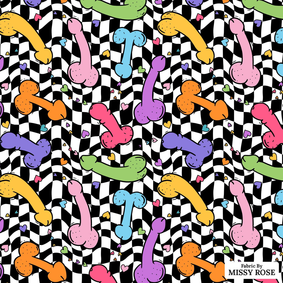 Profanity Fabric 527 - flat view of the print, zoom in for detail | Fabric by Missy Rose